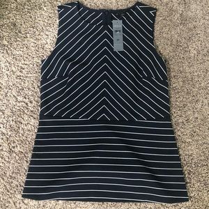 Ann Taylor Blue and White Striped Peplum Top